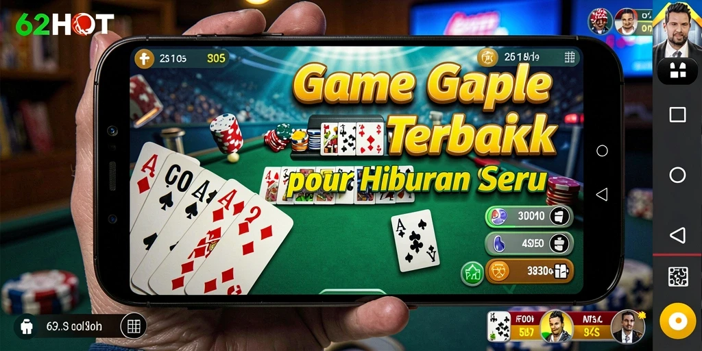 Gambaran gameplay Gaple yang seru di 62HOT.