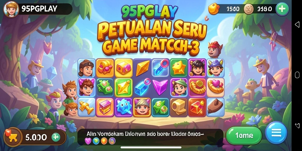 Tangkapan layar gameplay 95PGPLAY menampilkan aksi seru Match-3.