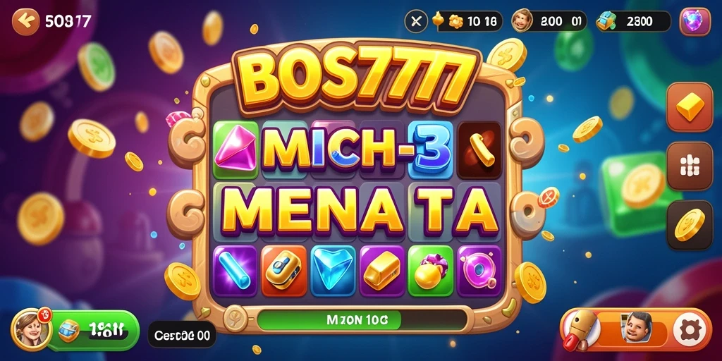 Screenshot utama menampilkan gameplay seru dalam BOS777 Match-3.