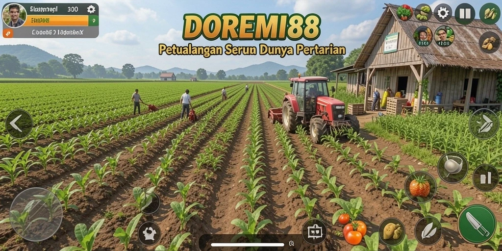 Tampilan gameplay menarik DOREMI88 dengan kegiatan bertani.