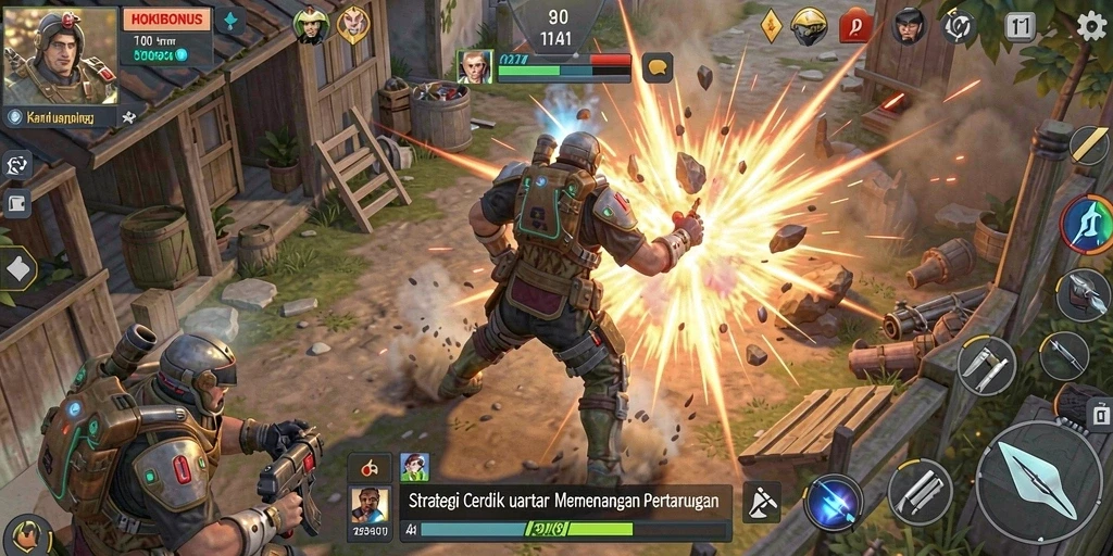 Tampilan gameplay HOKIBONUS dengan aksi strategi yang mendebarkan.