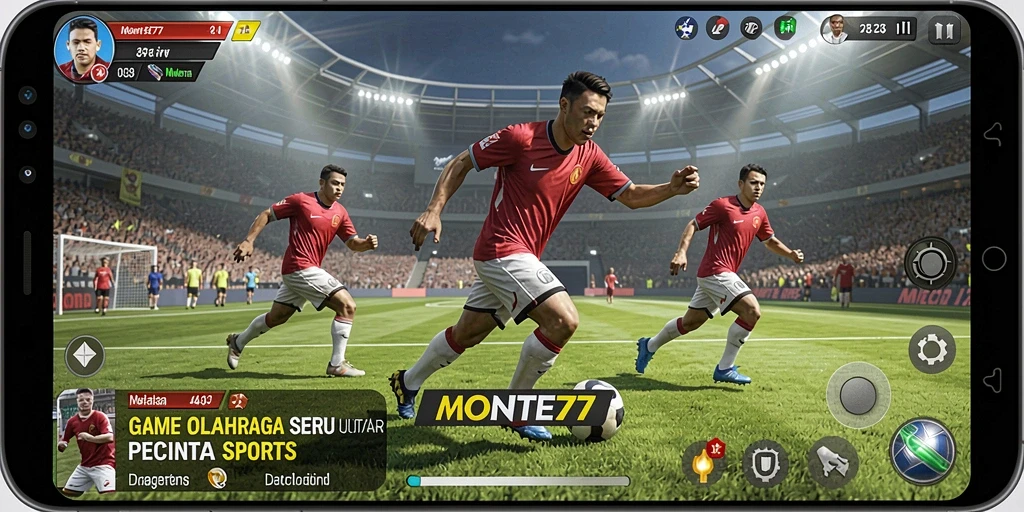 Screenshot gameplay seru dari MONTE77 yang menampilkan aksi pertandingan olahraga.