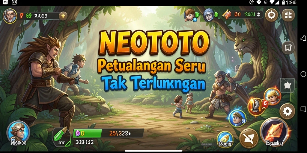Screenshot utama NEOTOTO menunjukkan aksi petualangan yang mendebarkan.