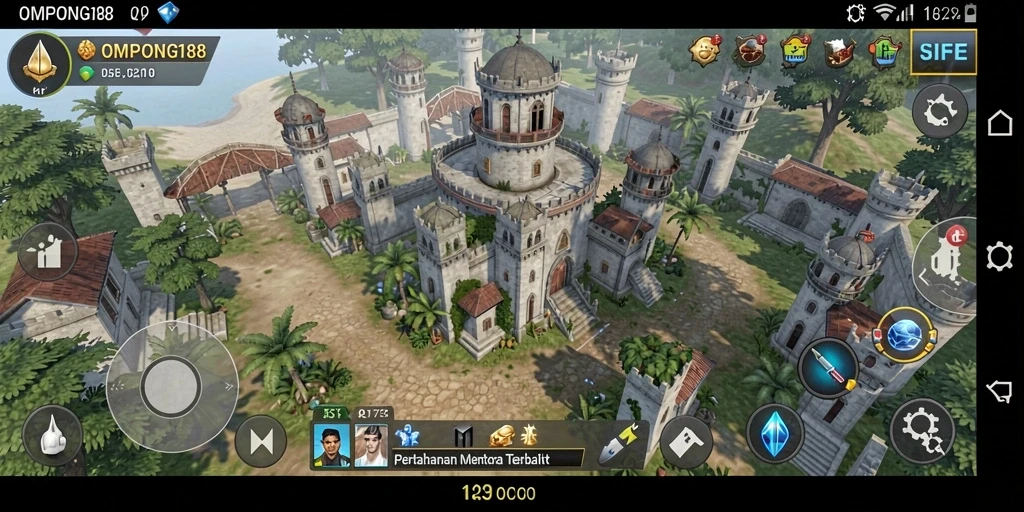 Screenshot gameplay OMPONG188 yang menampilkan menara dan taktik pertahanan.