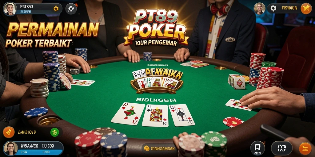 Screenshot PT89 menampilkan gameplay seru dengan aksi poker yang mendebarkan.