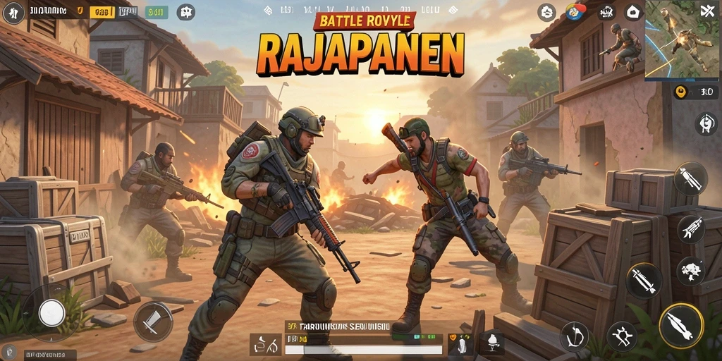 Tampilan gameplay seru di RAJAPANEN saat pertarungan berlangsung.