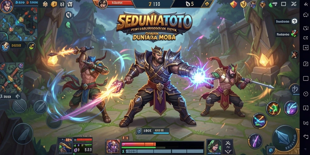 Tangkapan layar utama <strong>SEDUNIATOTO</strong> menunjukkan pertarungan seru dalam arena MOBA.